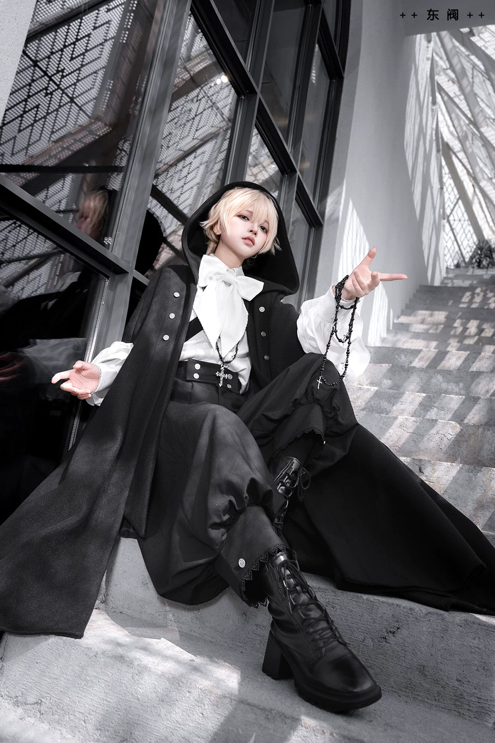 Codename 003 - Ouji Lolita Shirt and Pants Set, Hooded Cape