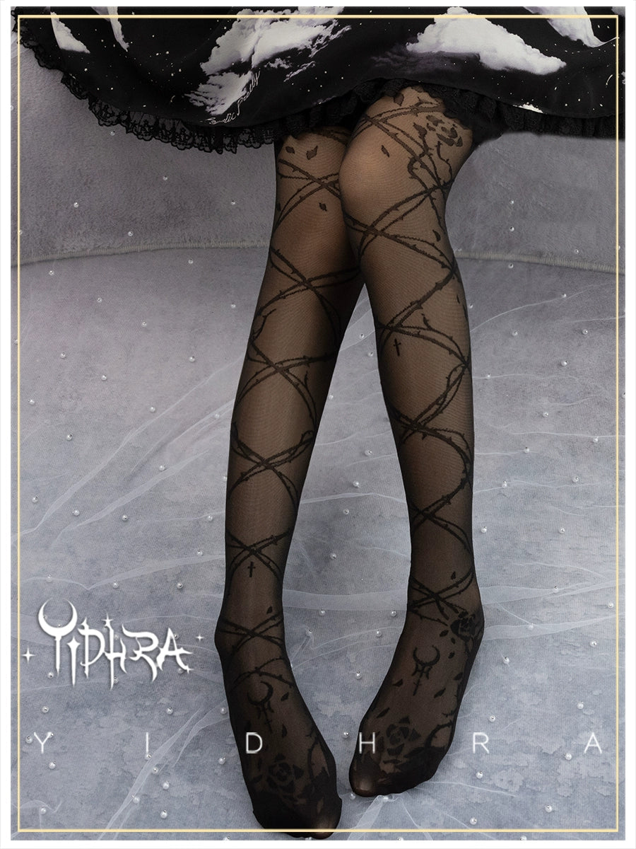 Glass Yarn Gothic Lolita Tights for Tropical Elegance