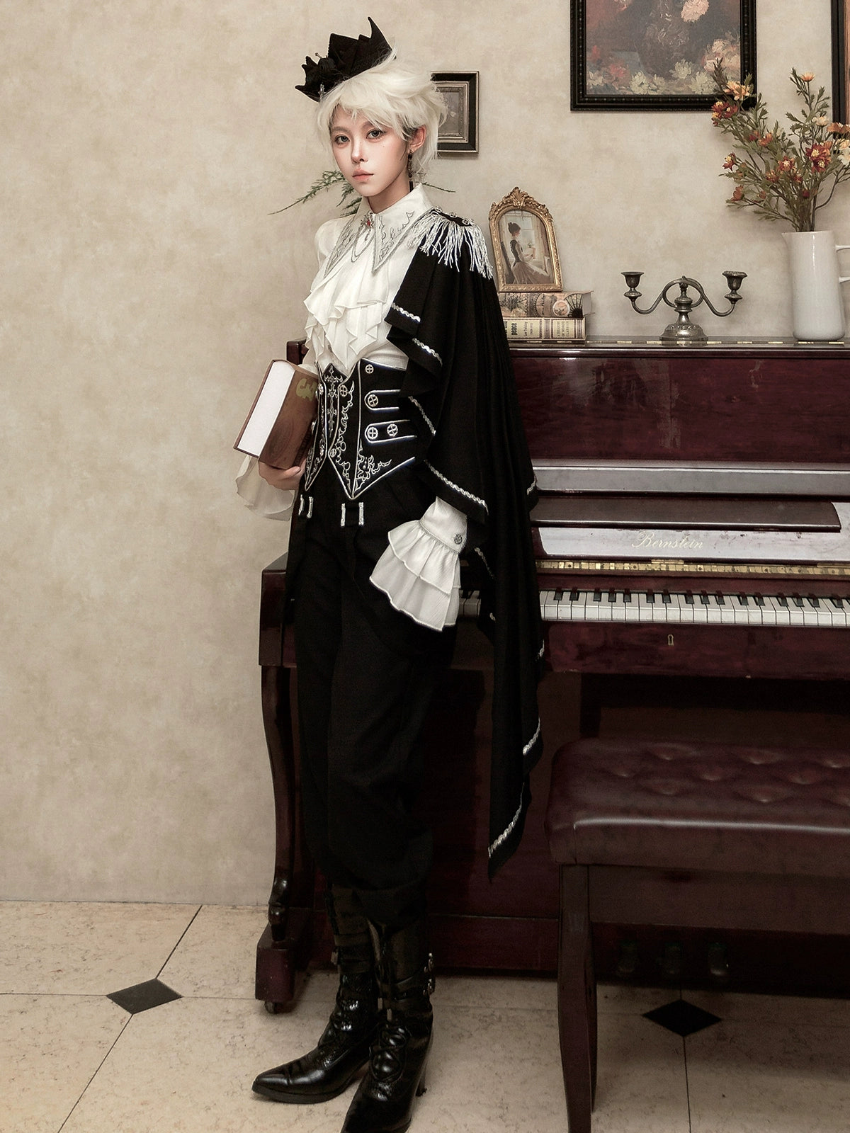 Your Princess - Ouji Lolita Pants Set, Detachable Jabot & Shawl 44129:797297