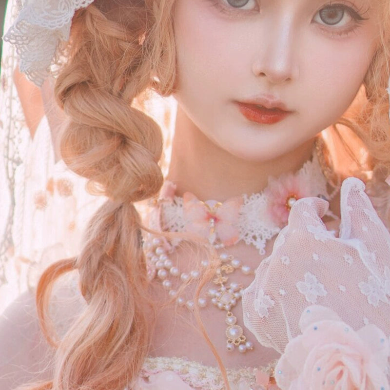Cat Fairy - Spring Gift Box - Pink Classic Lolita Accessories Handmade Lace Pink (necklace)