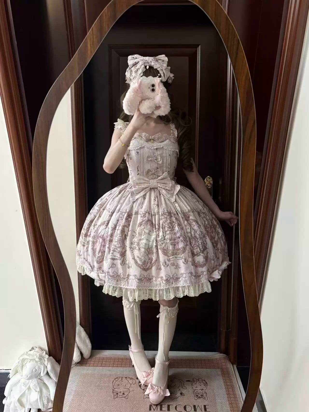 Sleeping Beauty - Doll-like Lolita Printed JSK Dress, Cotton Lining Vest Set (L M S XL) 45691:860248