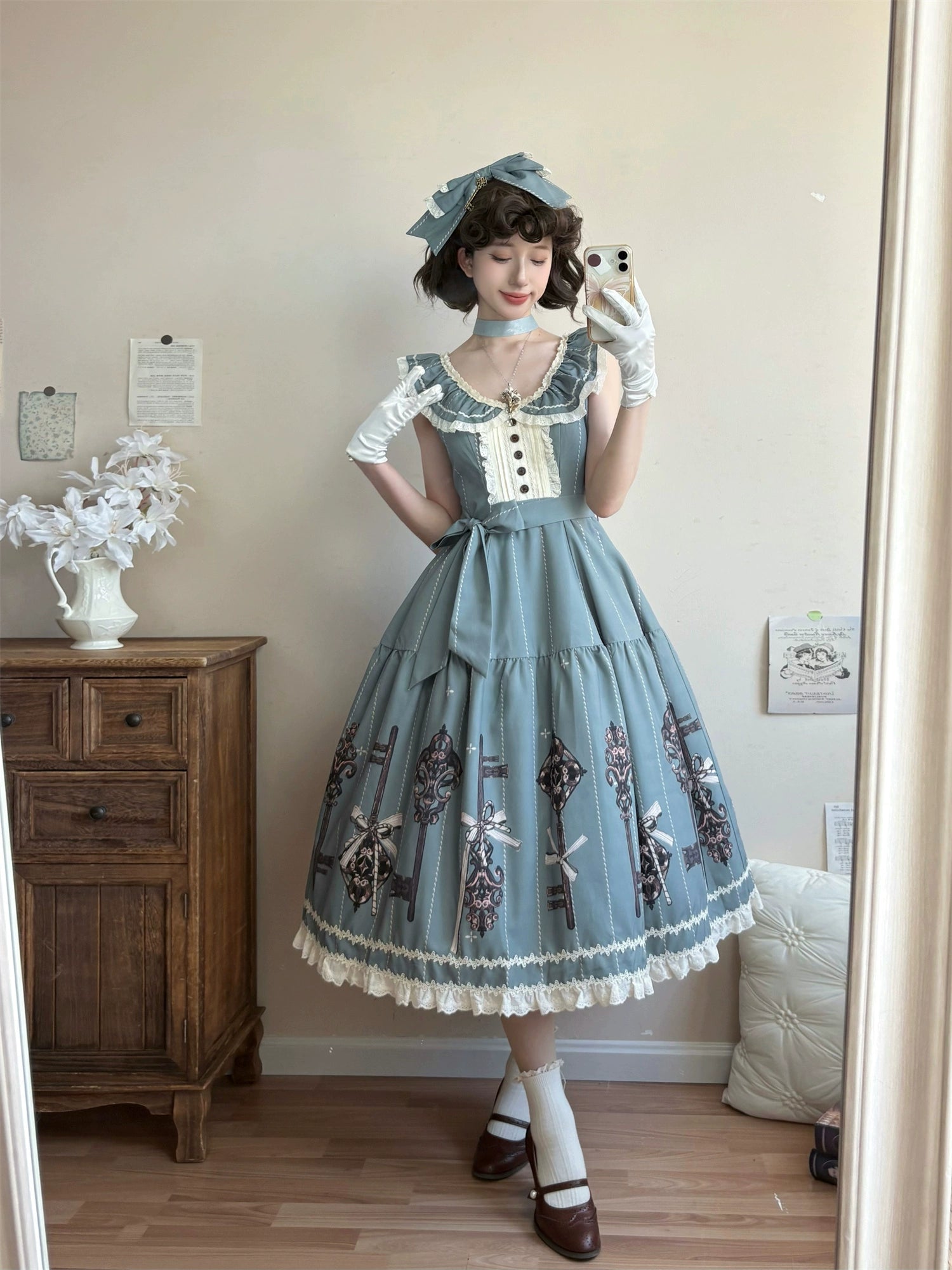 Uncle's Workshop - Secret Key - Classic Lolita Dress Suit, Key Print 43925:791028