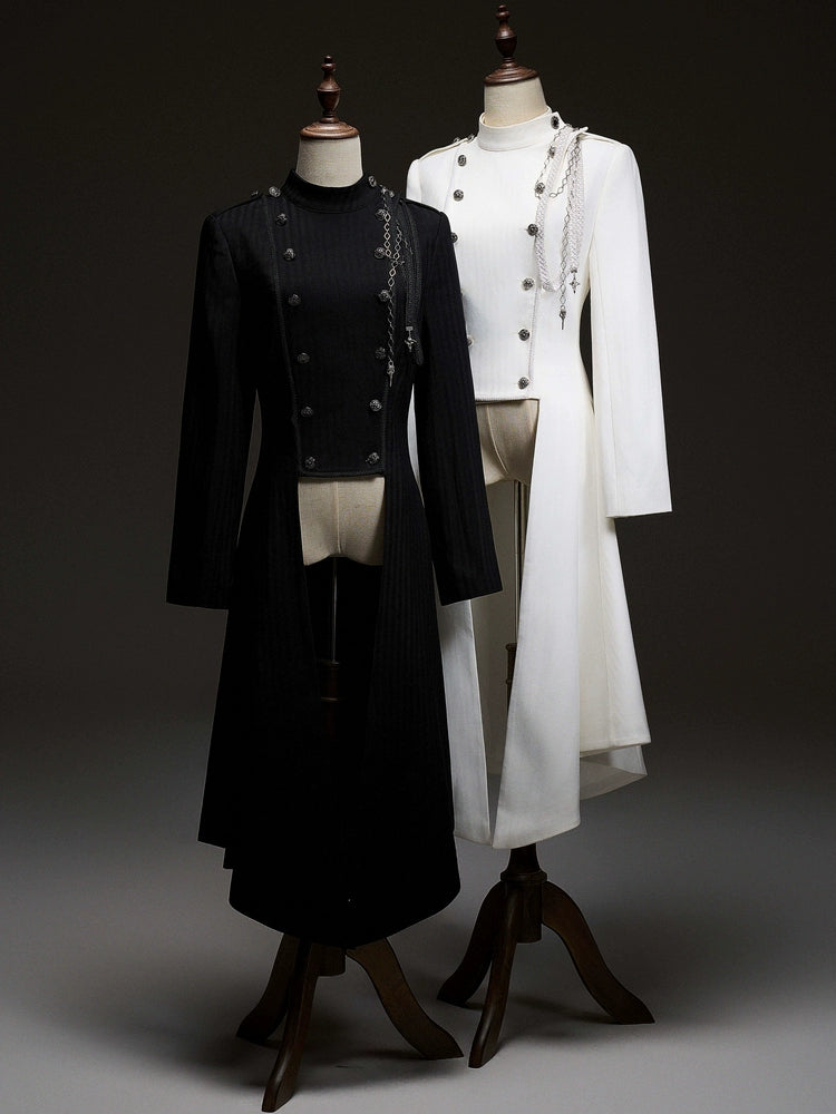 Galaxy Key - Eternal Night Moon - Double-Breasted Ouji Lolita Coat, Built-in Shoulder Pads 44342:805352