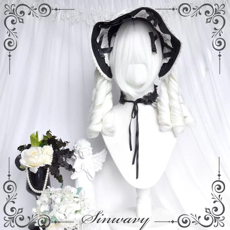 Sinwavy - White Gothic Lolita Wig, Roman Curls & Long Wavy