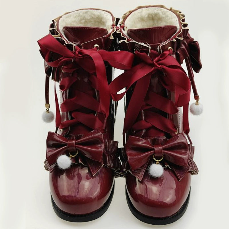 Fairy Godmother~Enthusiastic Ideation~Elegant Lolita Shoes Fleeced Short Martin Boots 32686:409542