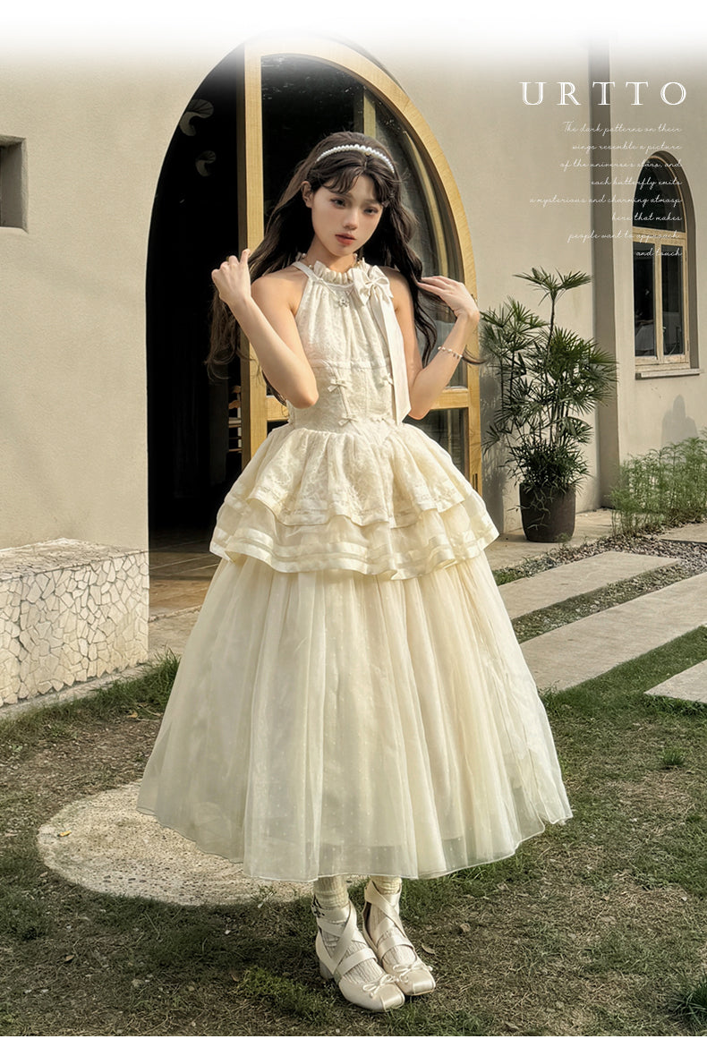 Urtto - Moonlight Dance - Elegant Lolita Halter-neck JSK Dress in Ballet Style