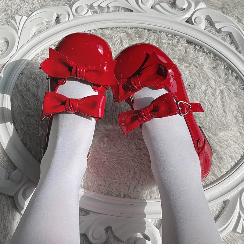 Beauty Bunny - Kawaii Lolita Shoes Low Heels Round Toe PU Shoes 34 Burgundy