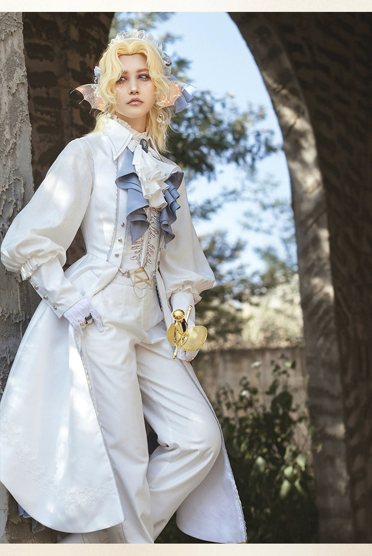 Forest Fluorescent Carps - Crumbling Skeleton - Ouji Lolita Vest Fishbone Embroidery Prince Pants Suits