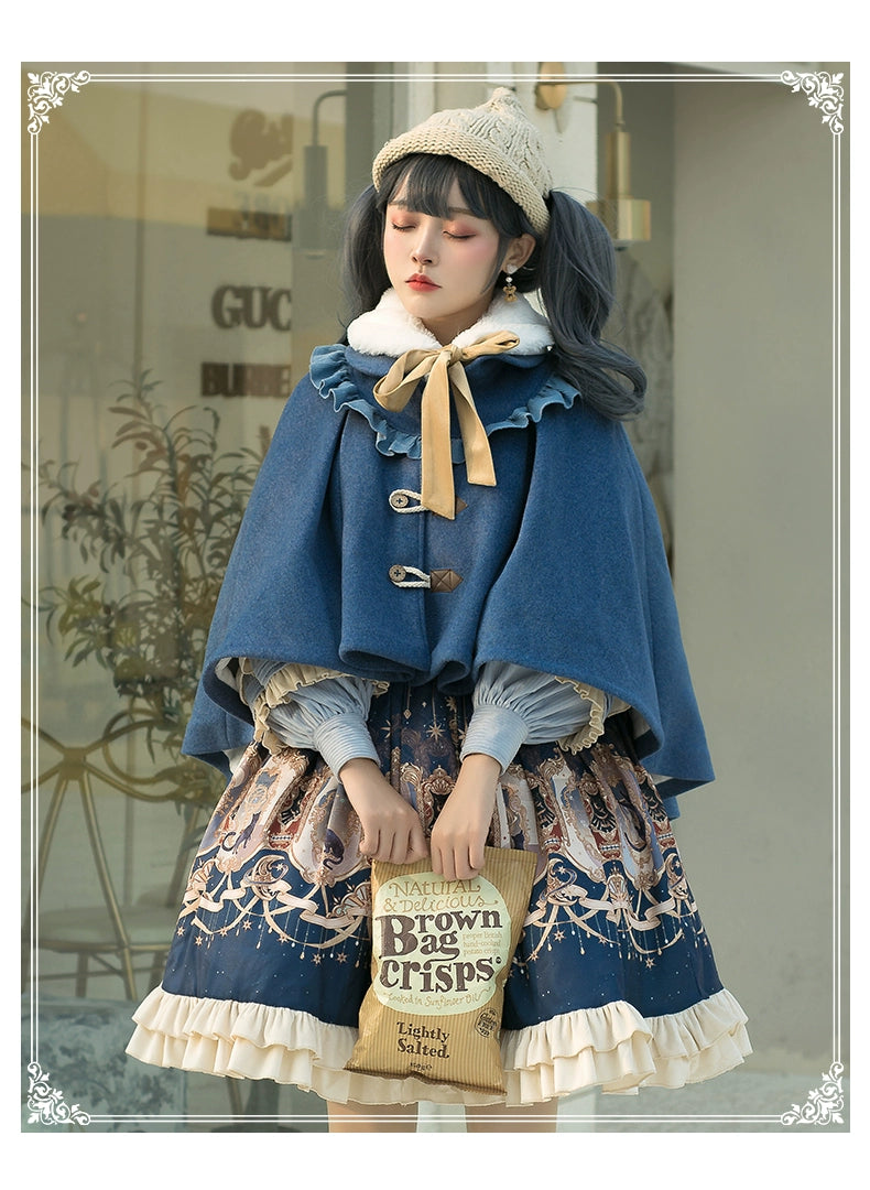YingLuoFu - Winter Lolita Skirt Set - Starry Court Retro Palace SK Cloak