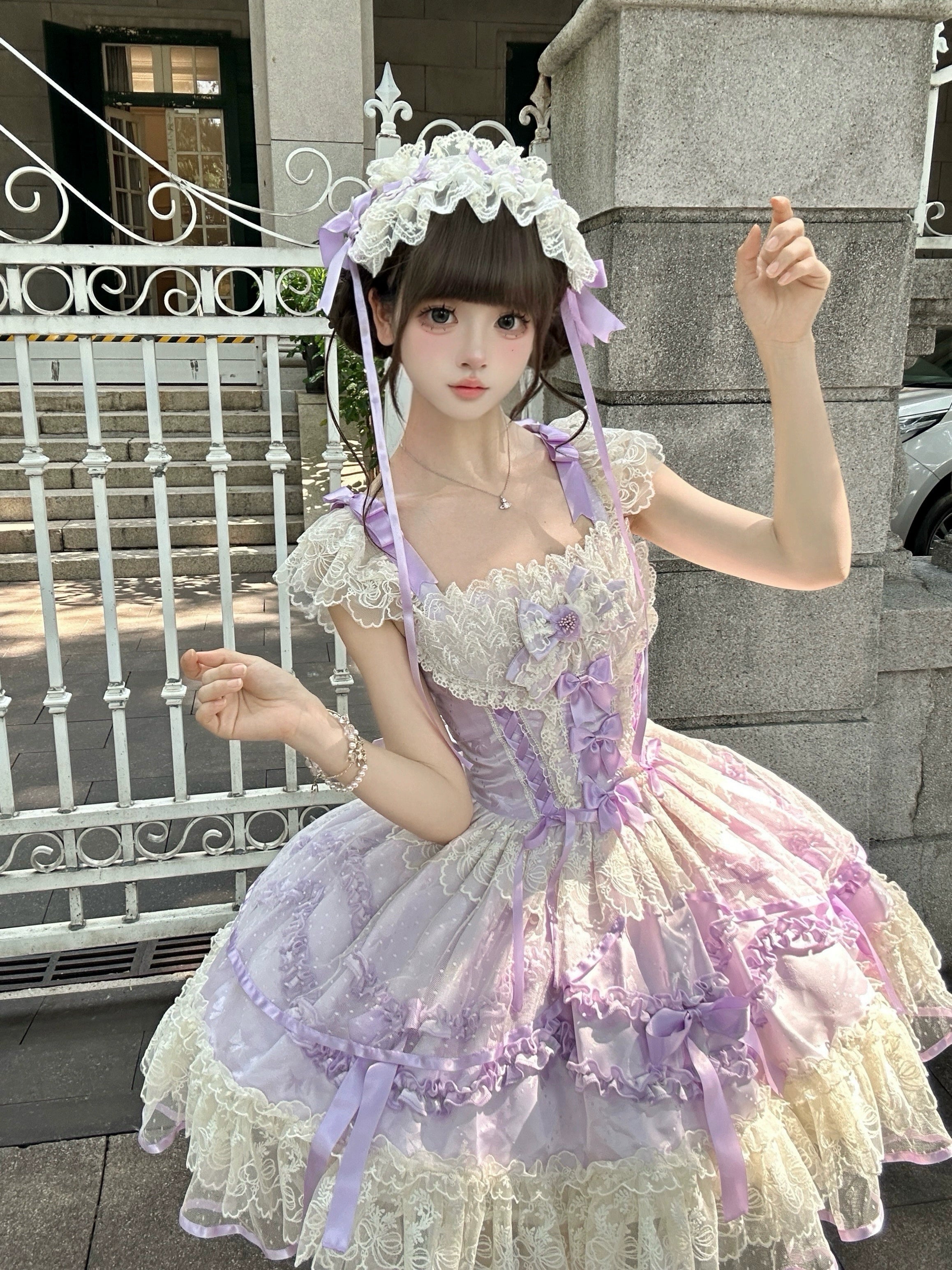 Sugar Girl - Dream Whisper Butterfly - Ballet Style Sweet Lolita JSK, Adjustable Strap (L M S) 43515:784210