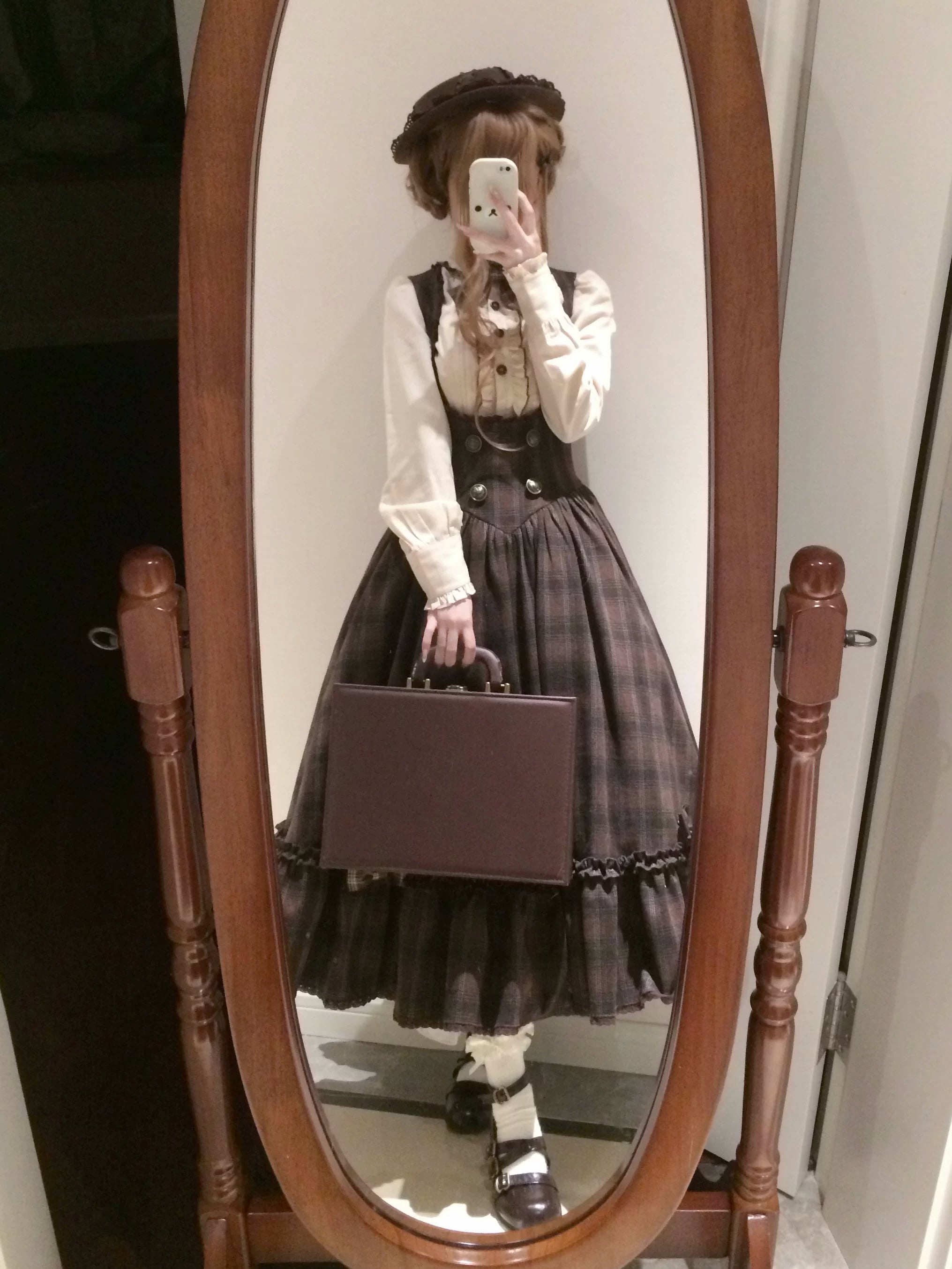 Sandwich Chocolate - Winter Classic Lolita Plaid Bust-supporting JSK & Coat Set 45903:867158