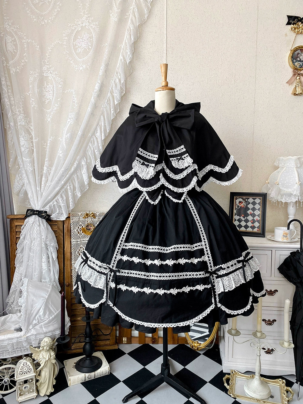 Vintage Petal Rabbit - Pure Cotton Kawaii Lolita Cape With Rabbit Ear Hood 43138:767096