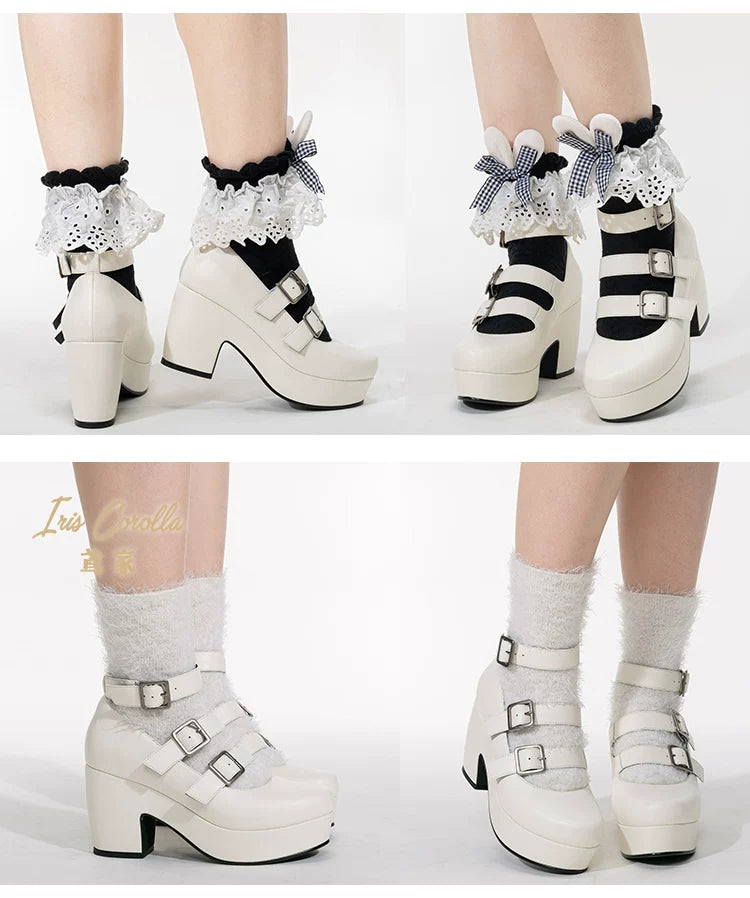Custom-B - Gothic Lolita Heel Shoes, Triple Buckle Straps 44691:818816