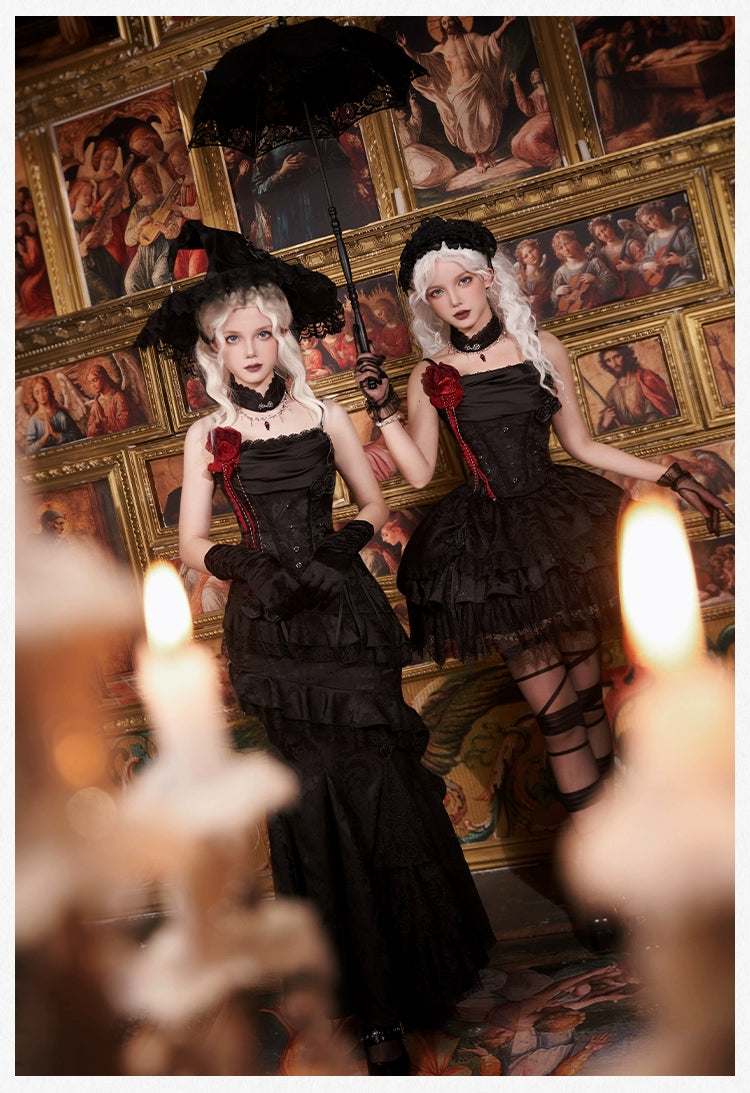 With PUJI - Letter and Poetry · Twilight - Black Gothic Lolita Skirt Set, Witch-Inspired