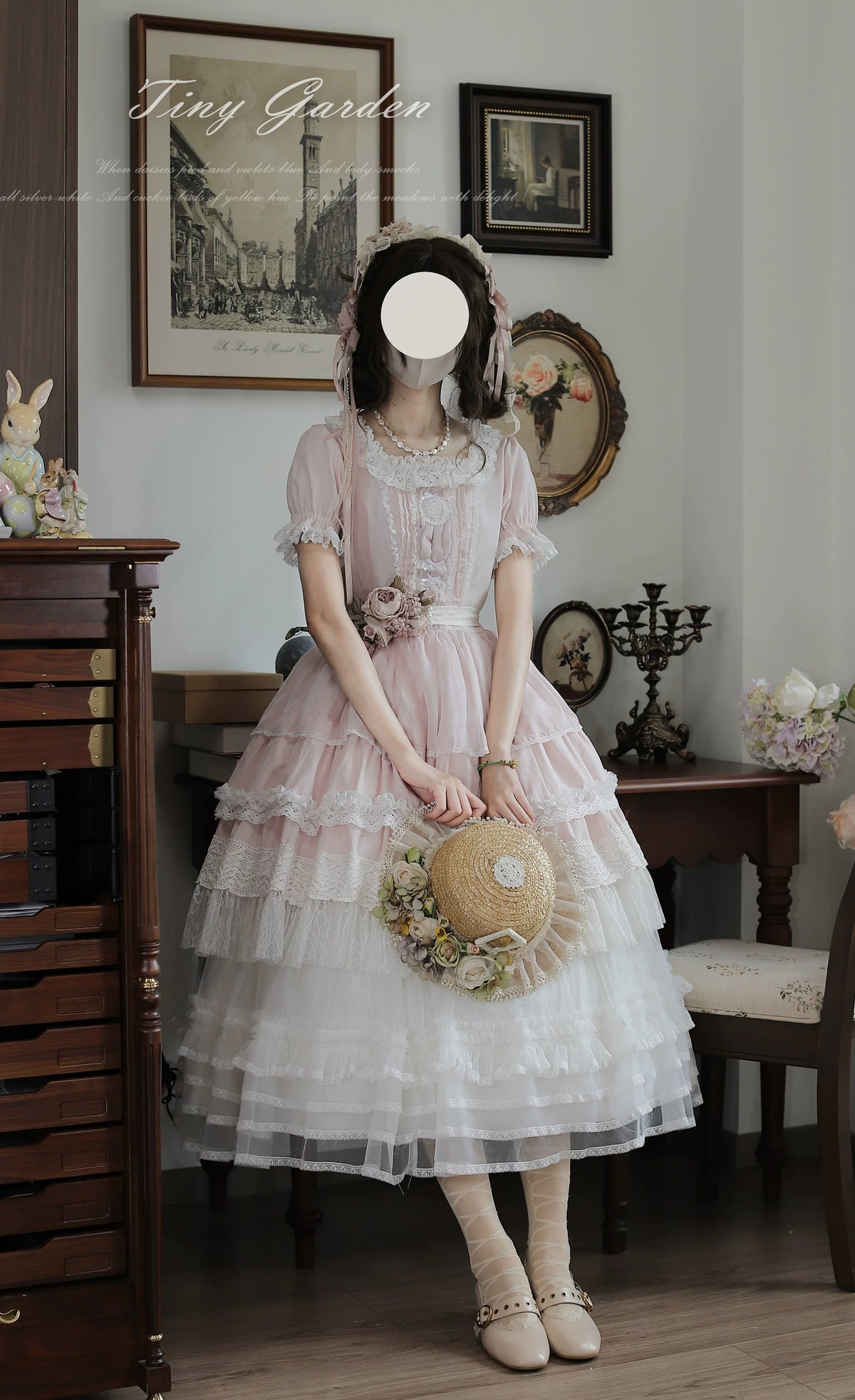 Garden Jardin - Cotton Classic Lolita OP Dress With Tiered Ruffles 45927:868677