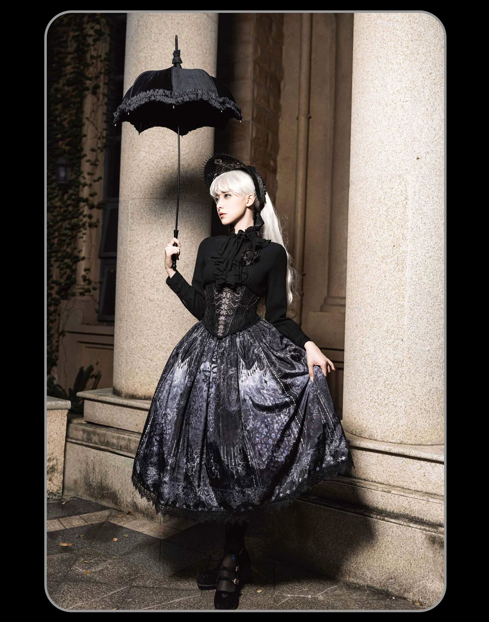 Susin Lolita - Bone-Eroded Butterfly - Gothic Lolita JSK & SK Set 44051:793333