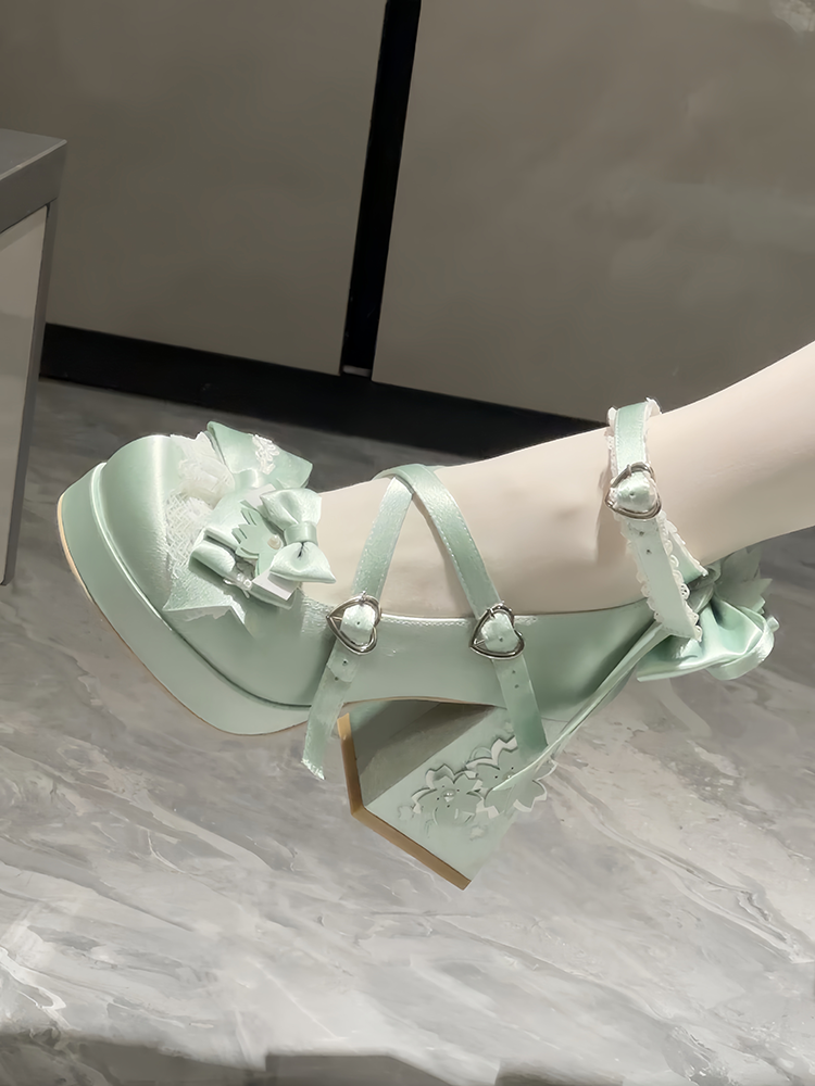 Sakura Oath - Sweet Lolita Chunky Heel, 3D Floral Decoration 44458:808995