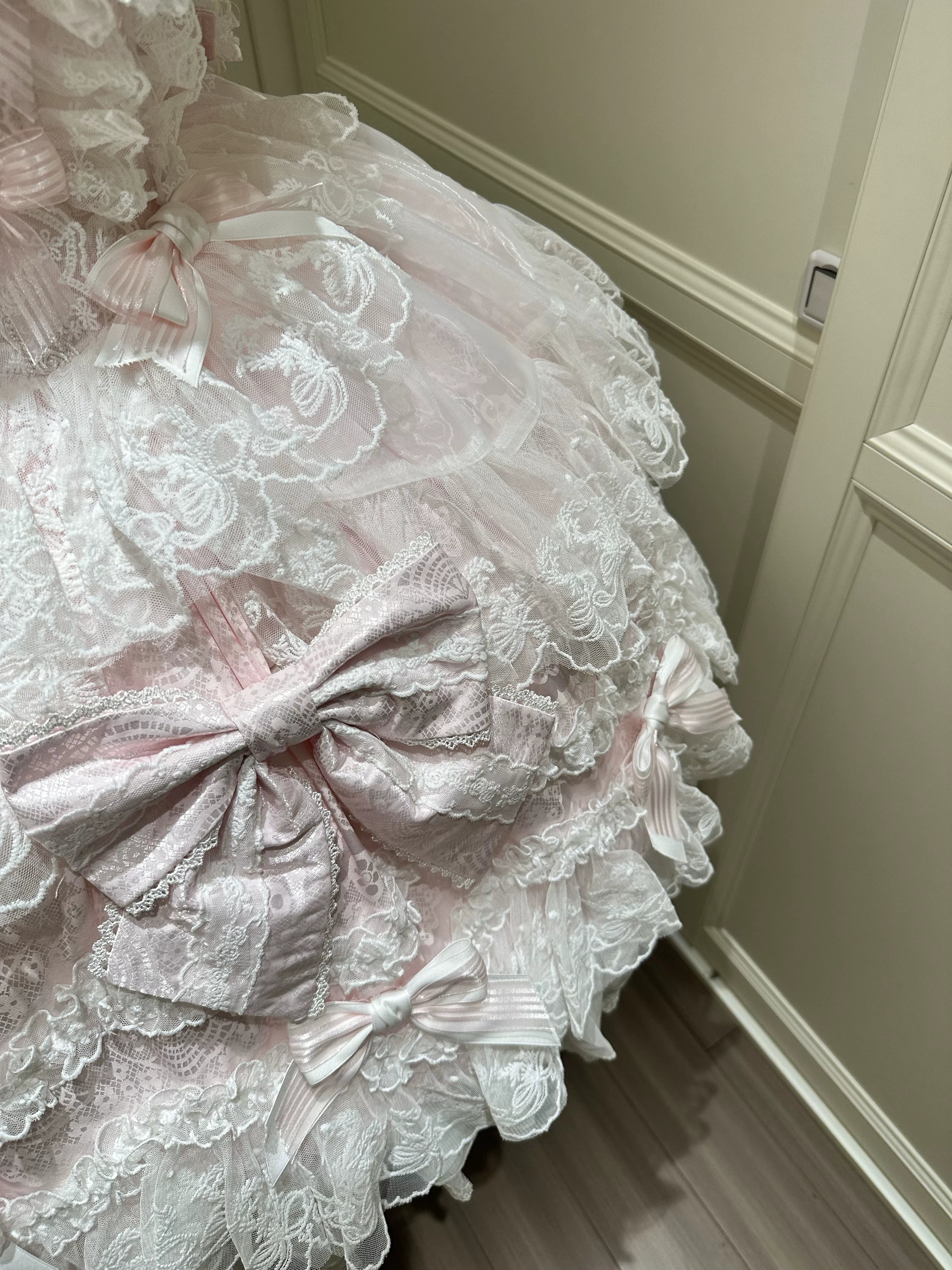 Sakura Blossom Dream - Dreamy Sweet Lolita JSK Dress, Abundant Lace & Bows