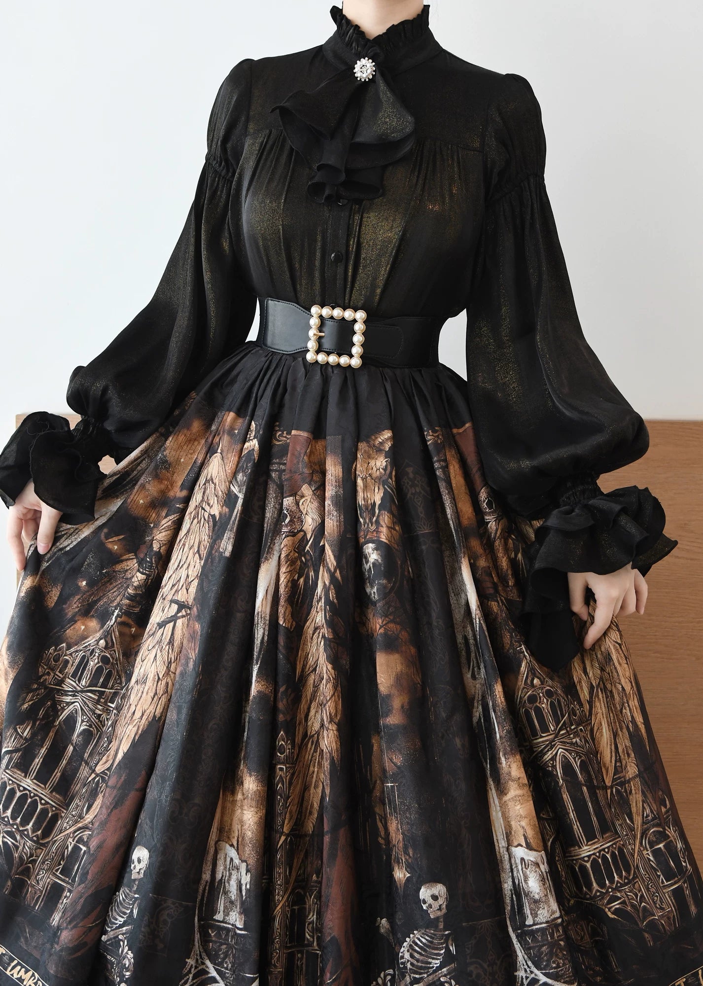 Moonlight in the Monastery - Classic Lolita Shirt, Detachable Jabot (L M S) 44846:825597