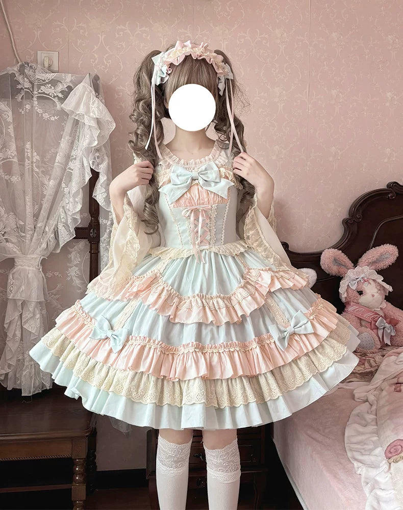 Sweet Mousse - Dreamy Sweet Lolita JSK Dress, Tiered Skirt 44761:821313