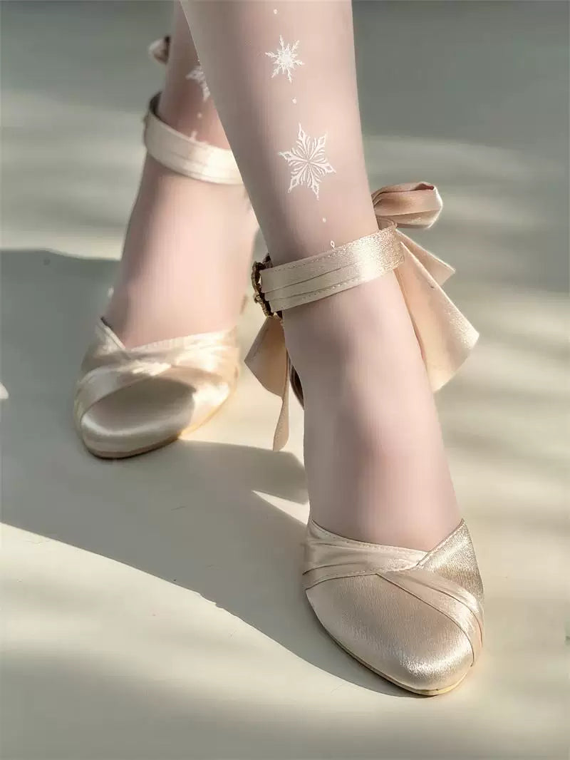 Coronation - Classic Lolita Wine Glass Shaped Heels Shoes, Detachable Bow 45310:843342
