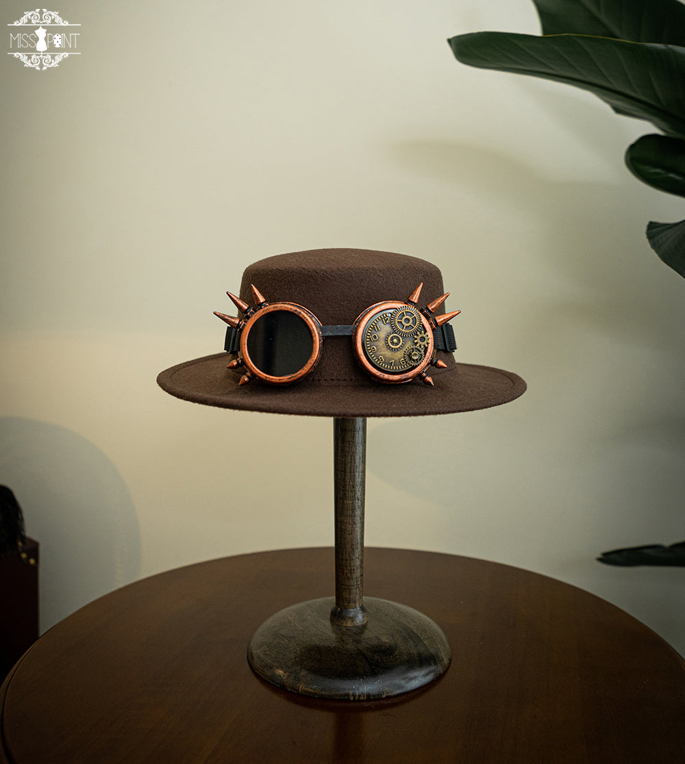 Miss Point - Demon Hunter's Diary - Lolita Accessories Hat KC Necklace Brooch Waistband Large brown top hat