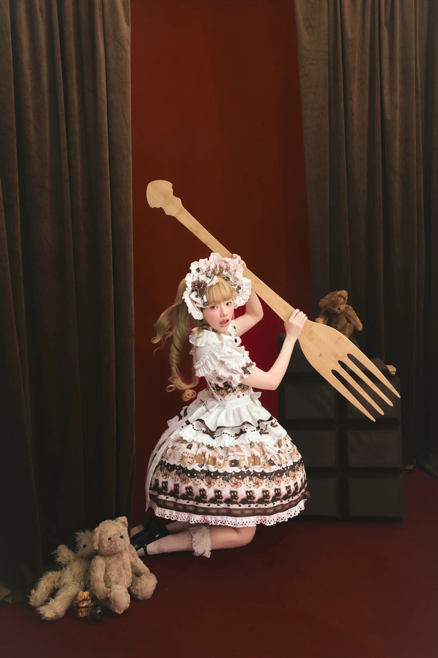 Bunny Gingerbread House - Kawaii Lolita Printed OP Dress with Bows