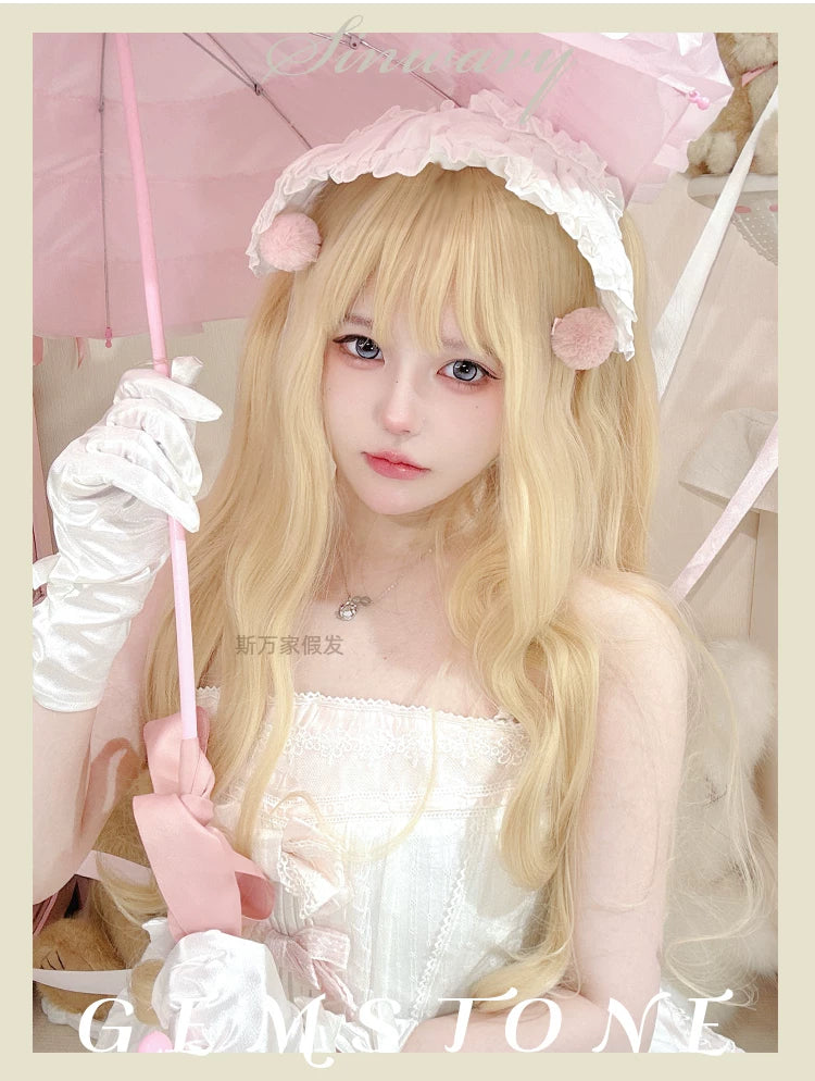 Light Blone Wavy Lolita Wig, Straight Bang 44390:806373