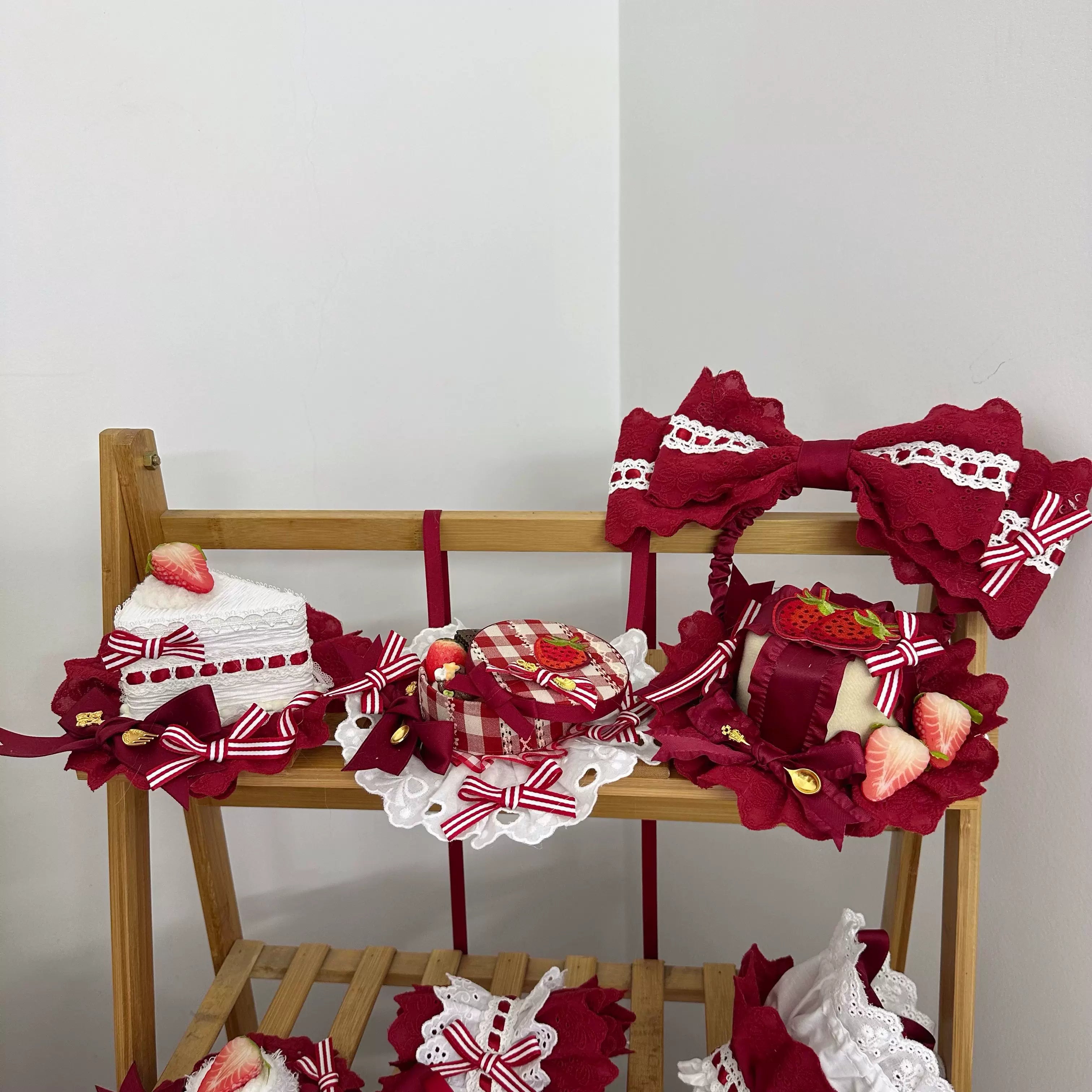 Sweet Lolita Headdresses, Strawberry, Ruffles & Bows
