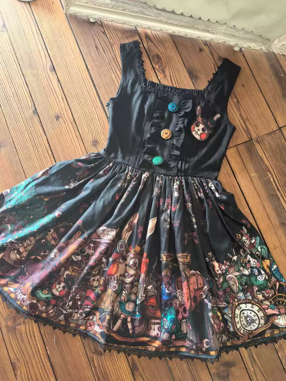 Frozen in time - Rabbit Kingdom - Gothic Lolita JSK Suit Printed Lolita Dress JSK with two badges XS