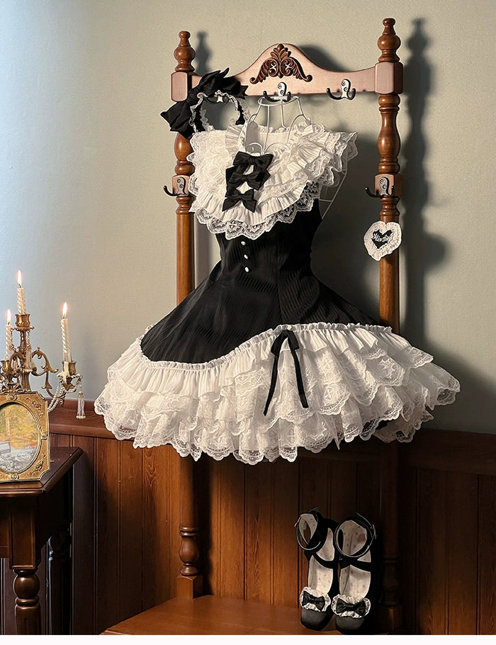 Alice Girl~Arrogant Miss~Sweet Lolita Jumper Dress with Tiered Lace Dress 41484:699502