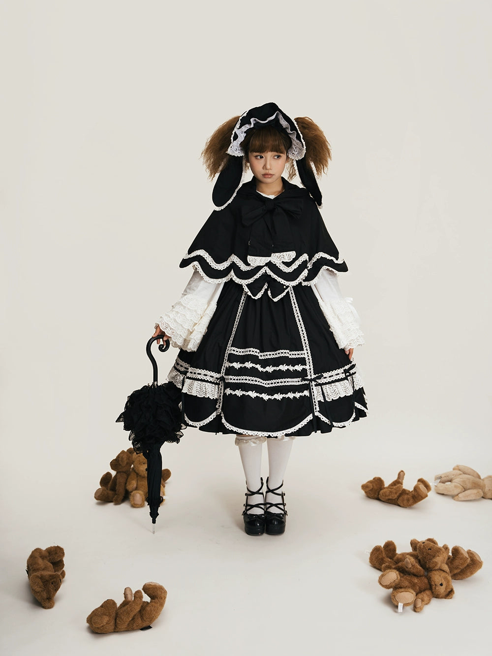 Vintage Petal Rabbit - Cotton Old School Lolita JSK Dress With Petal-Shaped Hem 43136:766923