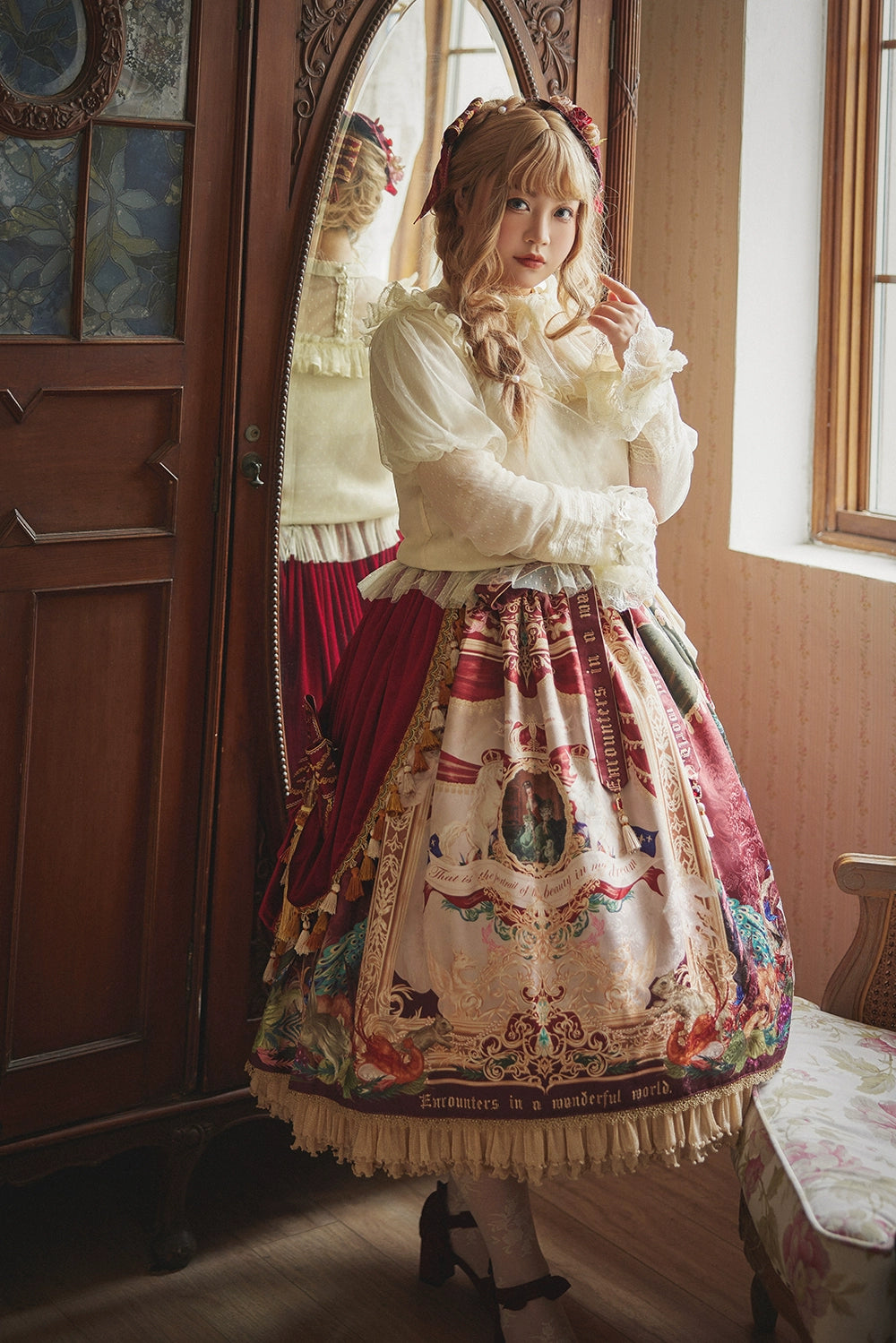 Miss Point~Kaleidoscope~Classical Lolita Shirt Dot Gauze Detachable Puff Sleeve Blouse Customized 35392:488920
