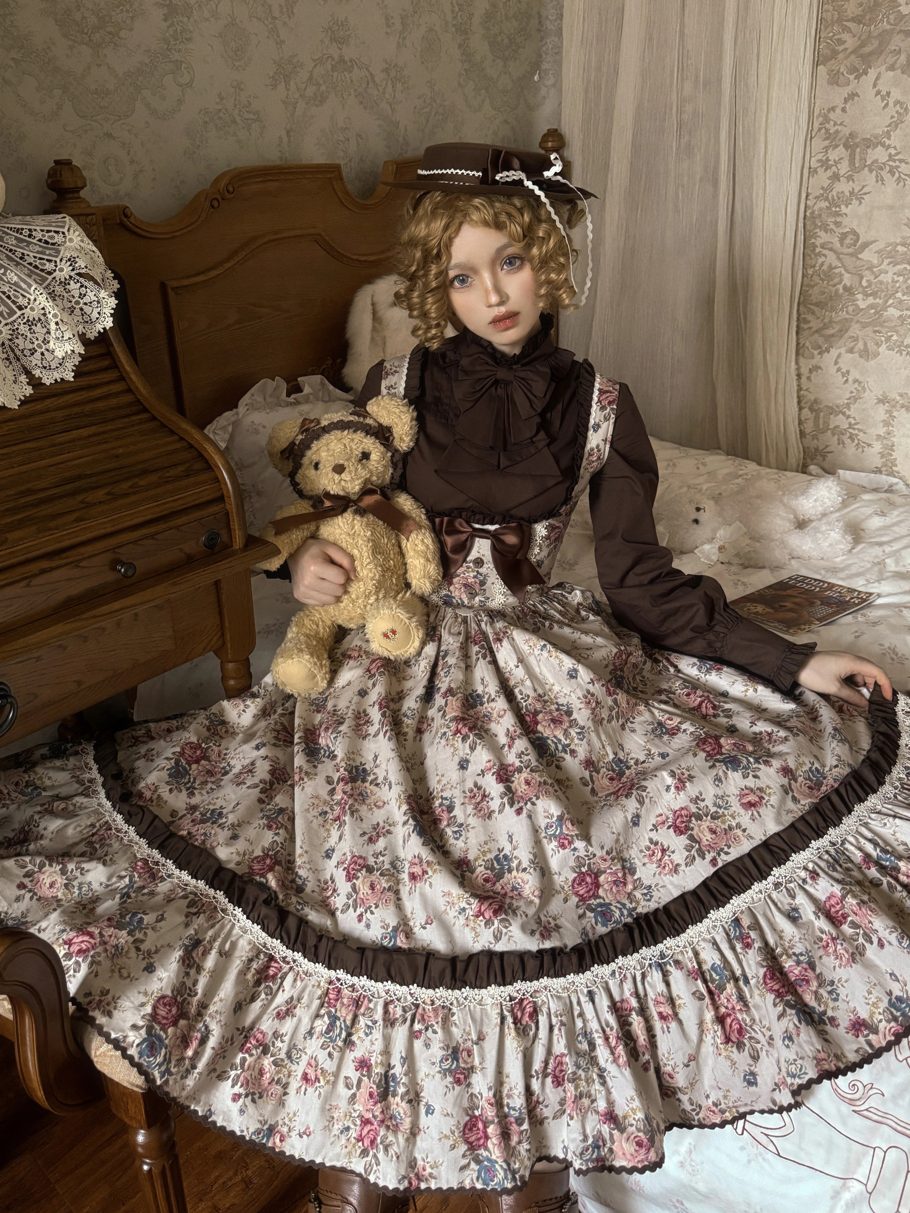 Alice in the Mirror - Albion Reverie - Floral Printed Old School Lolita JSK, Bust-Supporting Dress 44299:802496
