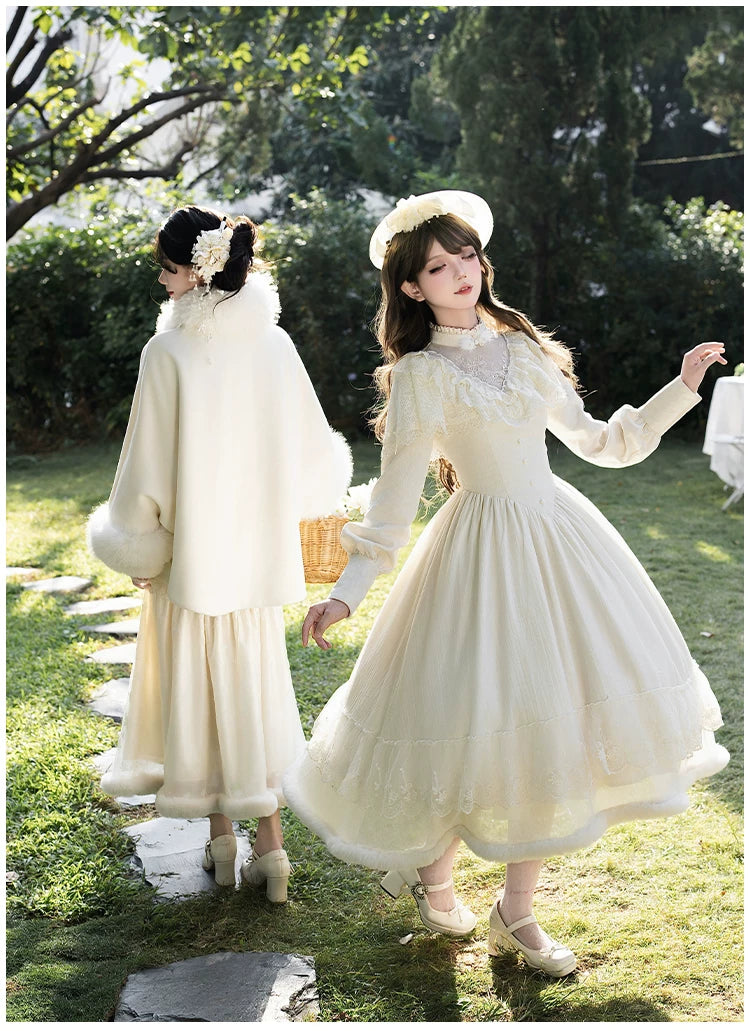 Winter Island Memory - Elegant Lolita Winter Coat & OP Dress Set