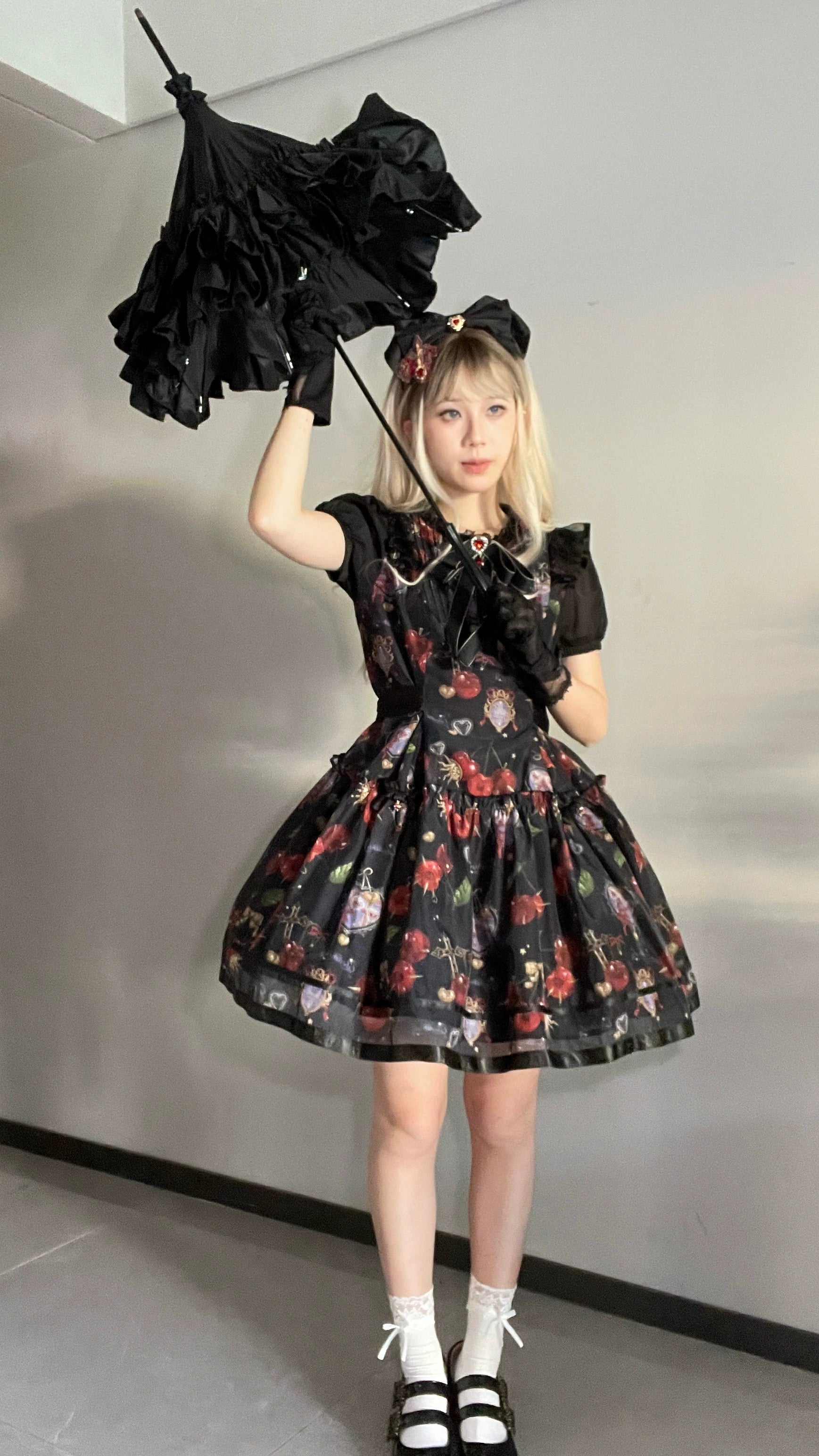 (Buy for me)Gloaming~Sweet Lolita Cherry print Short Sleeve OP and SK Set 28840:322504