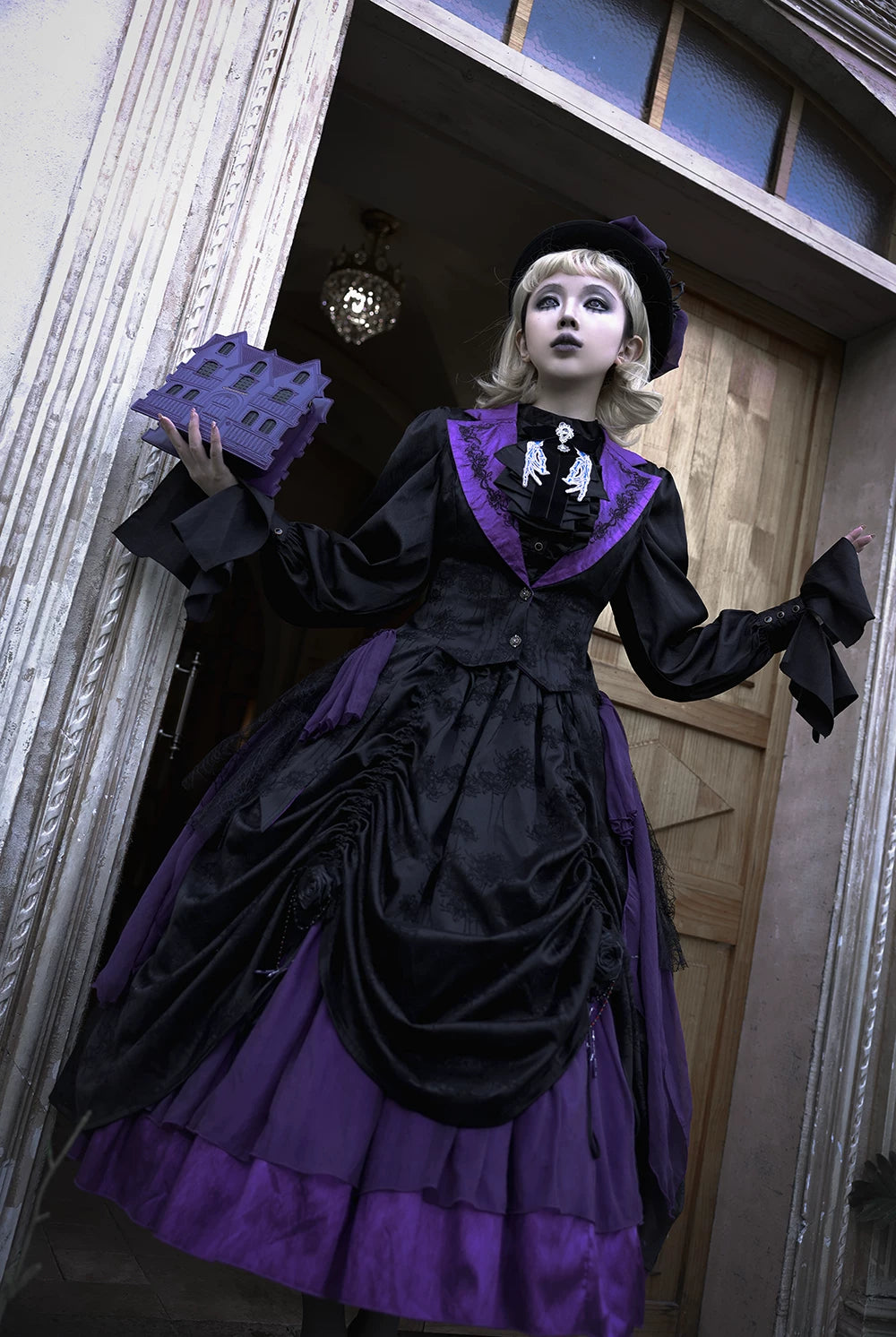 Moonnight Return - Gothic Lolita Long Vest, Embroidered Collar 44582:813821