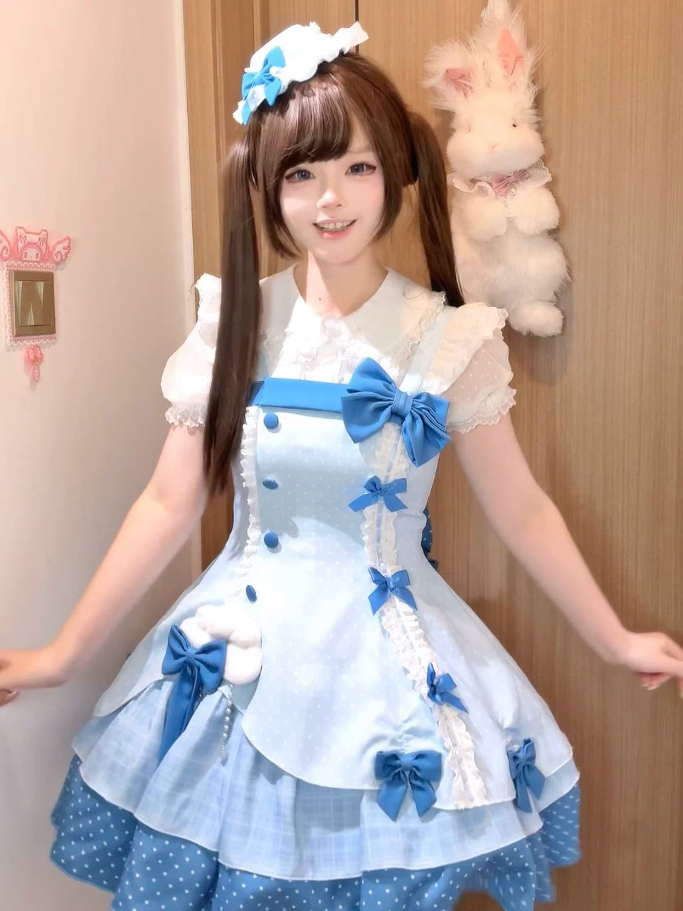 Glass Bottle - Sweet Lolita JSK Dress Set, Polka Dot & Bow Details 45792:862883