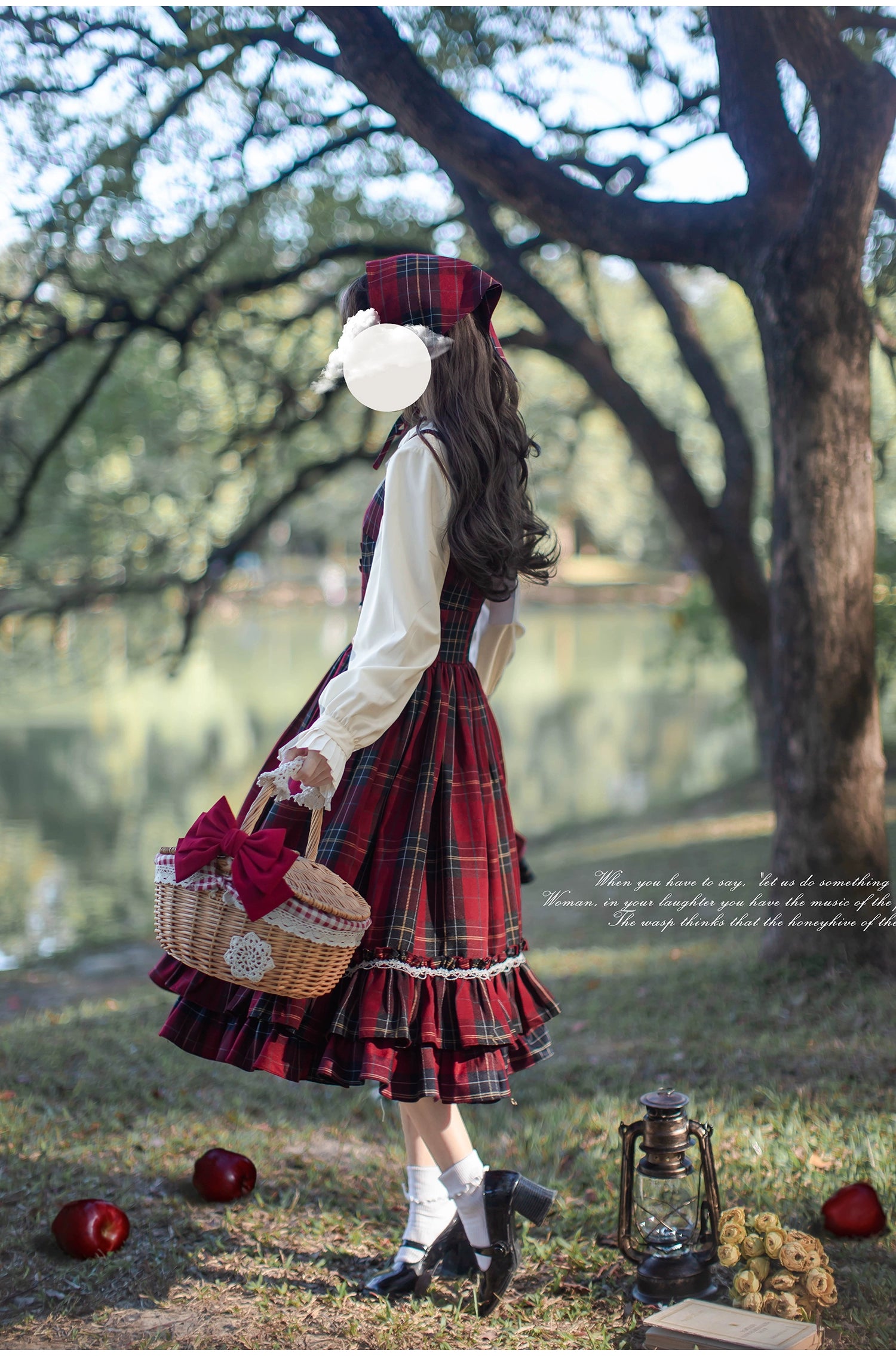 HuTaoMuJK - Little Red Riding Hood - Vintage Lolita Cape & JSK Dress Set 43706:783708