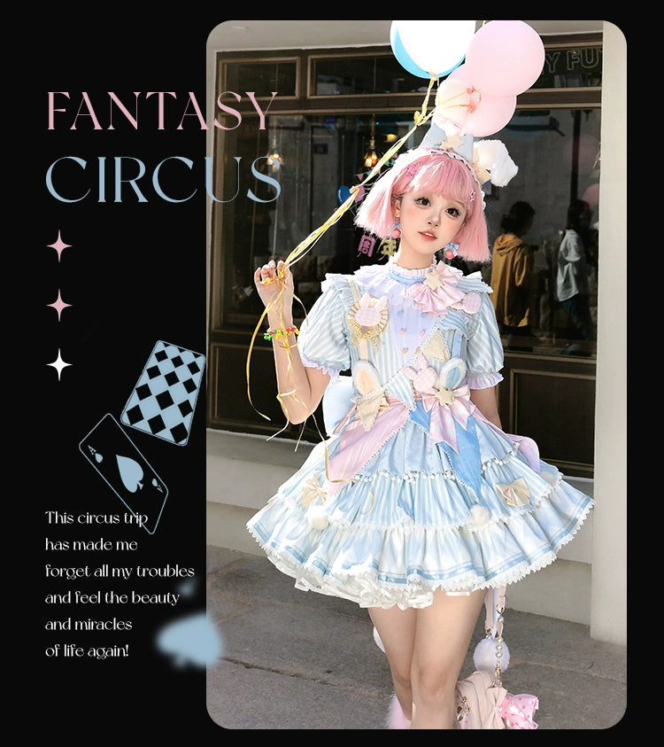 Forest Fluorescent Carps~Ouji Lolita OP Dress Circus Lolita Strip Prince Suit 38690:596578