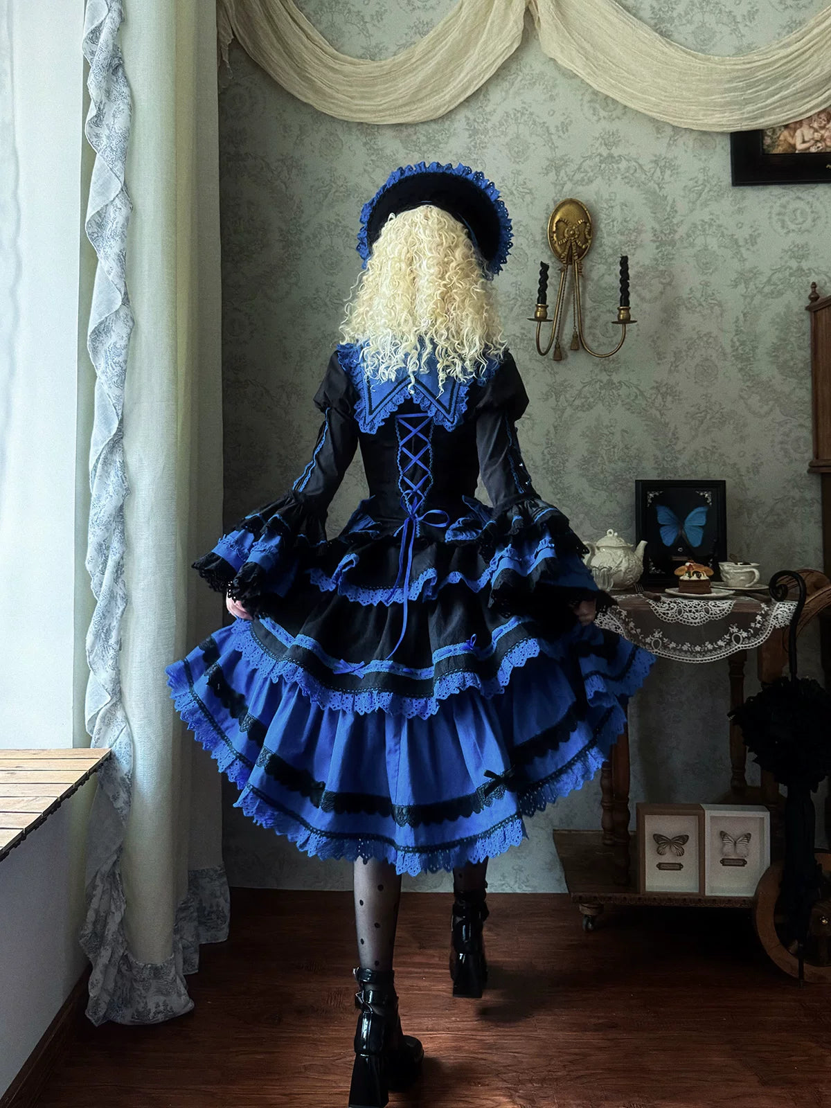 Nightmare - Gothic Lolita Ruffled Blouse and Tiered Skirt Set 45439:852785