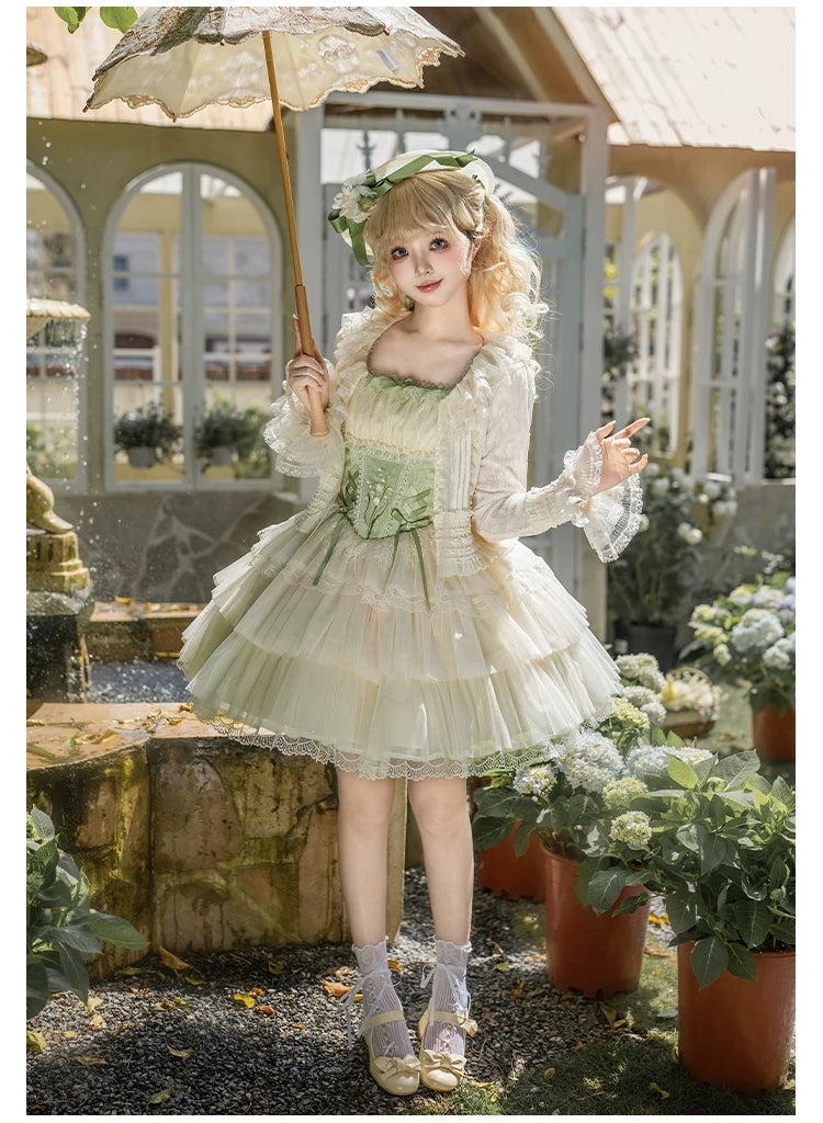 Lily of the Valley Whisper - Embroidered Classic Lolita Corset JSK Dress