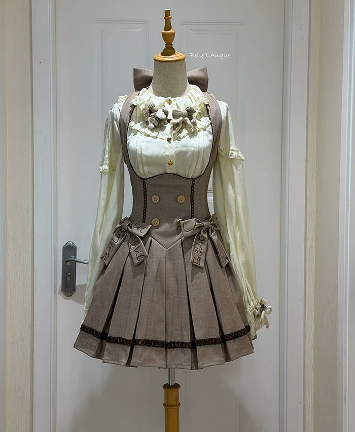 Sweetheart Canelé - Bust-supporting Classic Lolita JSK Dress, Low-waist Short/Cookie - JSK Only (curved bust-supporting) S