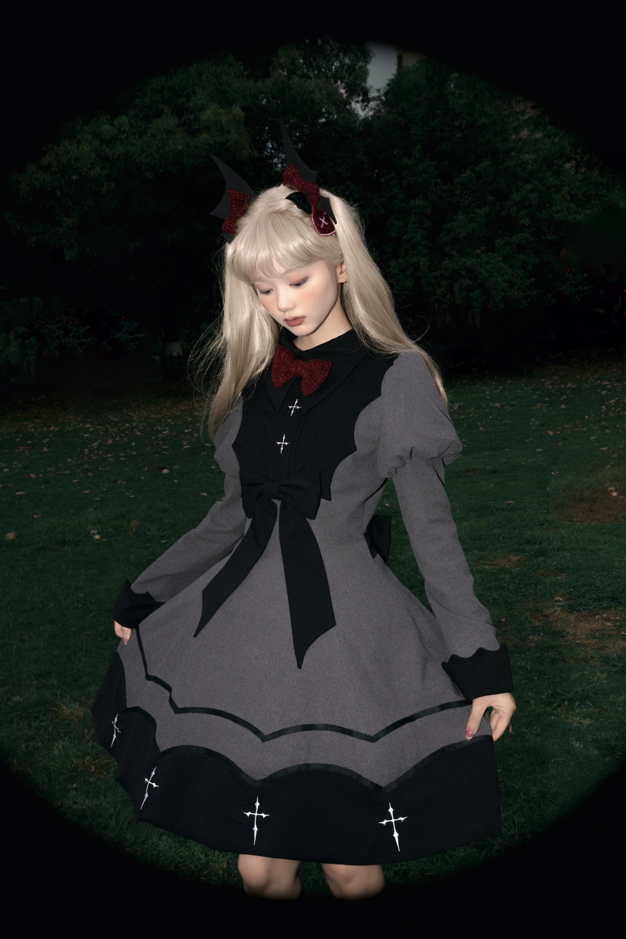 Polaris Lolita - Vampire Princess - Bat-Inspired Halloween Gothic Lolita OP Dress 43386:774863