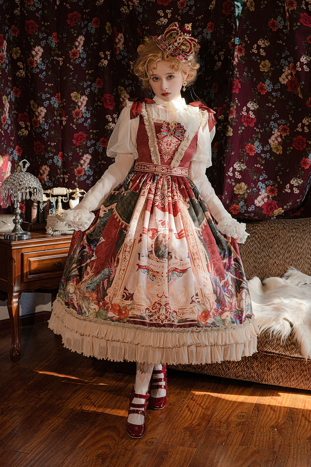 Miss Point~Kaleidoscope~Classical Lolita Shirt Dot Gauze Detachable Puff Sleeve Blouse Customized 35392:488822