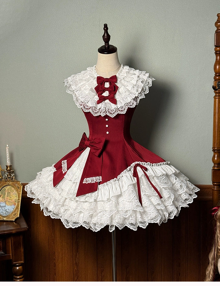 Alice Girl~Arrogant Miss~Sweet Lolita Jumper Dress with Tiered Lace Dress 41484:699448