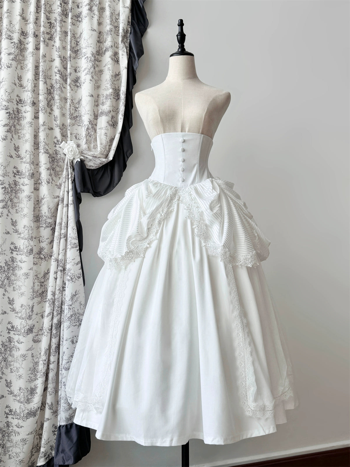 Muppet Mind Ben - Dreaming - Gothic Lolita Skirt Fishbone Long Skirt Ruffled Hem (L M S XL XS) 36858:608360