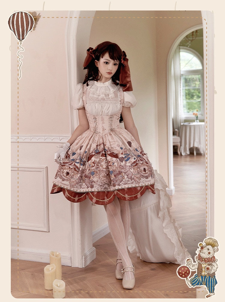 Akiyama Future Studio - Miracle Circus - Kawaii Lolita Dress Bust-Supporting JSK with Circus Prints Short Bust-Supporting JSK Only S