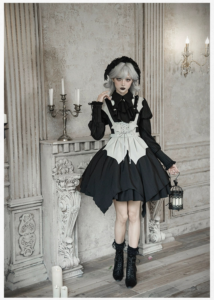With PUJI - Night Talk - Gothic Lolita Skirt Dress Set, Batwing-shaped Accents 44188:797676