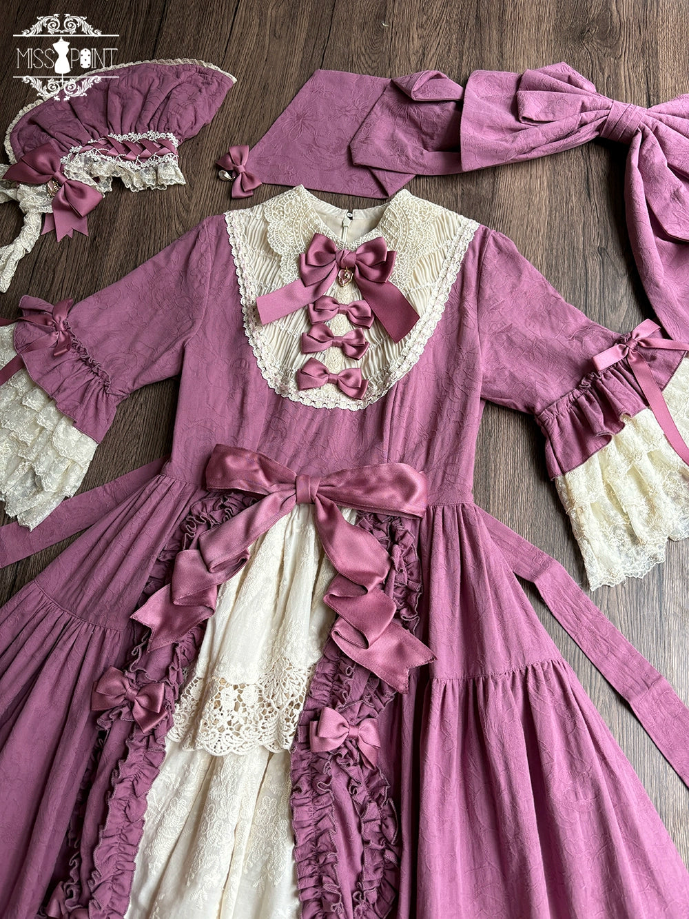 Miss Point~Lilyka Garden~Classic Lolita OP Dress Set Elegant Floral Wall Princess Sleeve 38832:606478